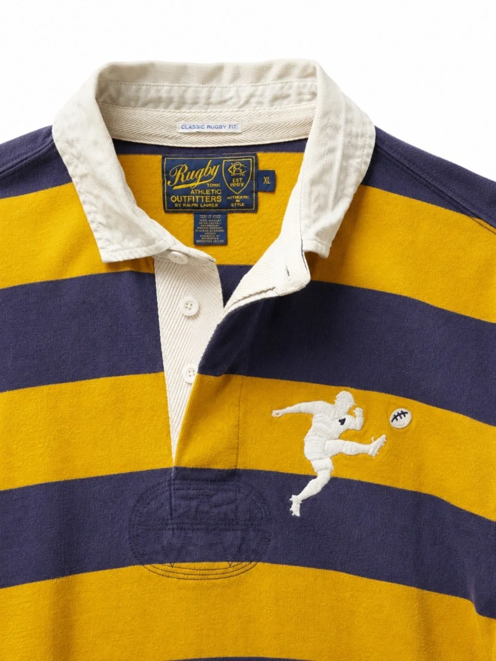 RARE Rugby Ralph Lauren XL Number 10 Classic Rugby Fit Yellow Navy